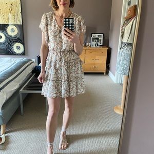 Mini tiered ruffle dress in pink blush print